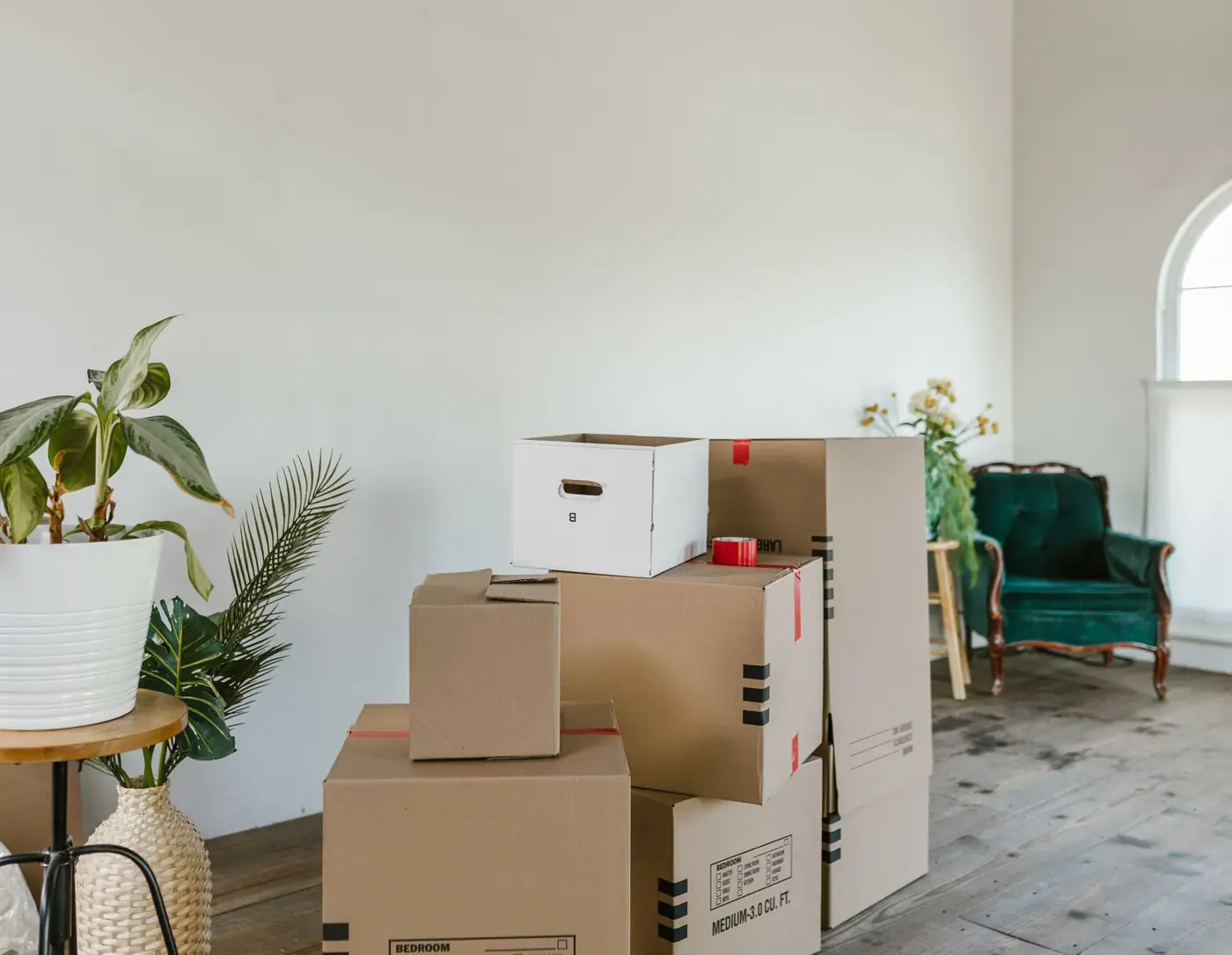 Packed boxes ready for storage