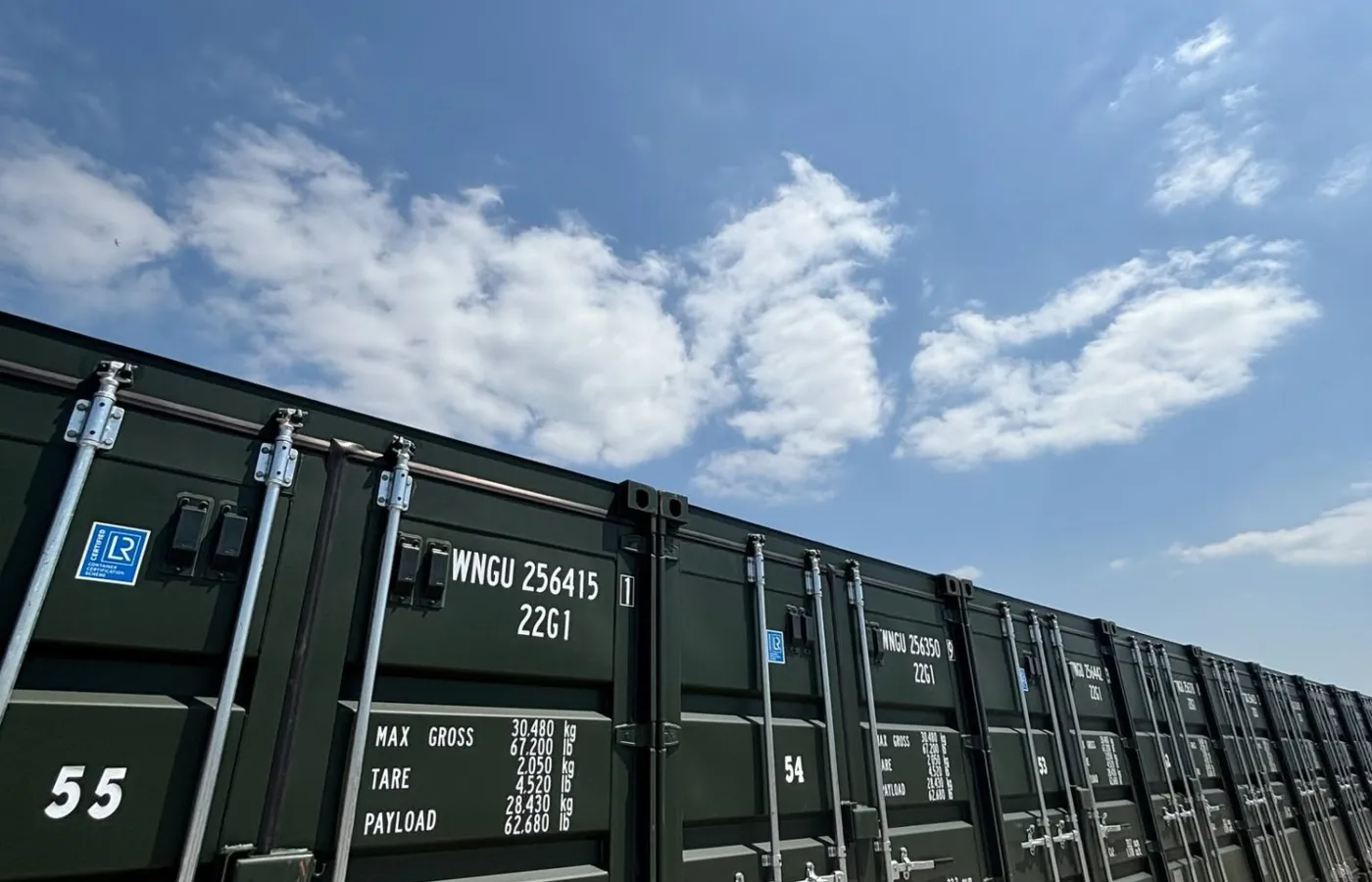 Storage containers in a secure compound