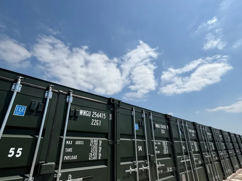 Storage containers in a secure compound